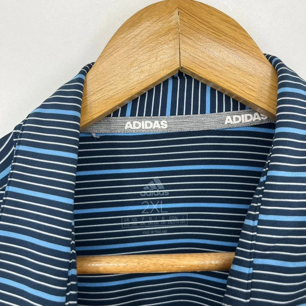Adidas Mens 2XL Blue Striped Cold Springs Golf Country Club Polo Shirt